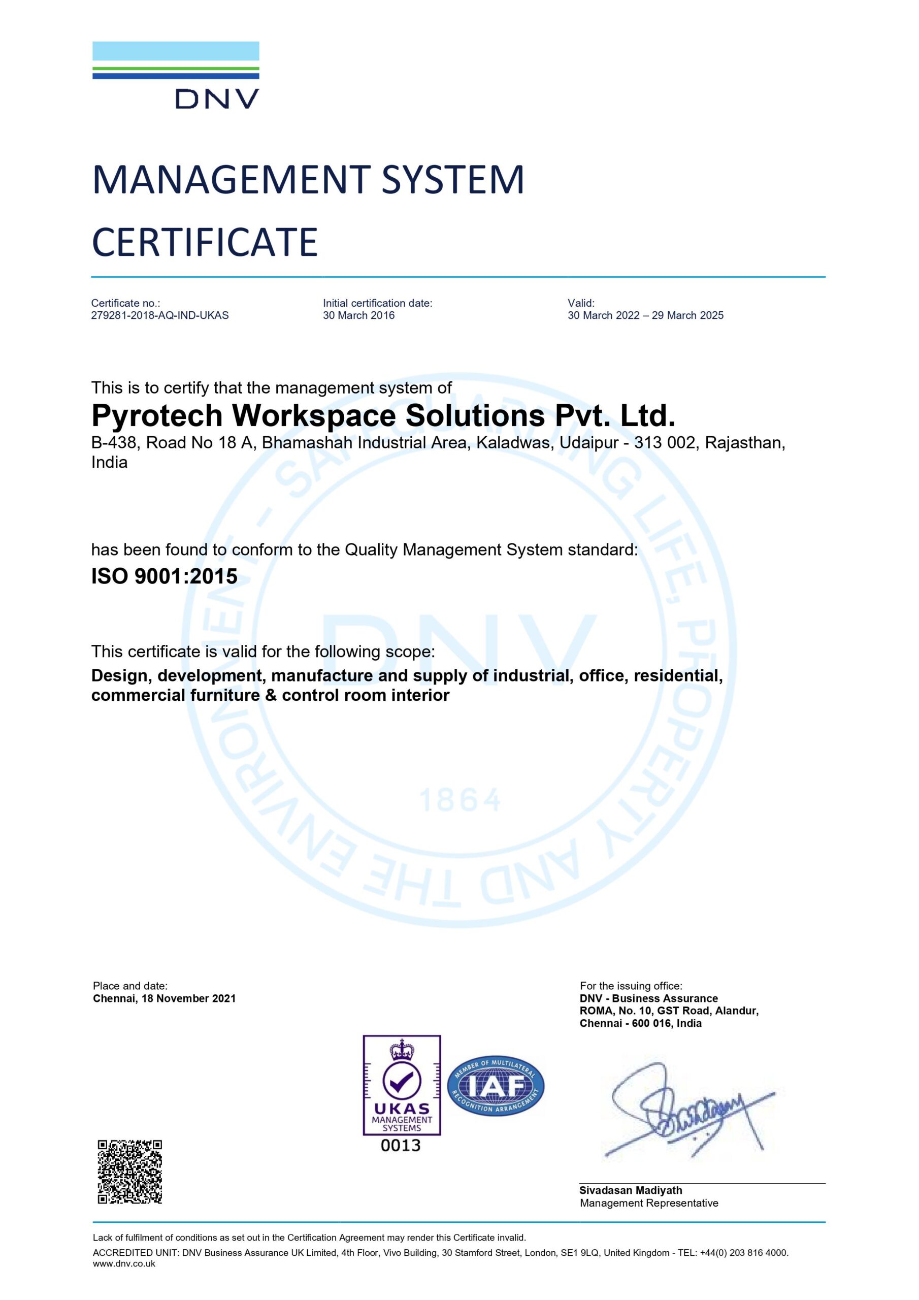 Management system certificate PWS